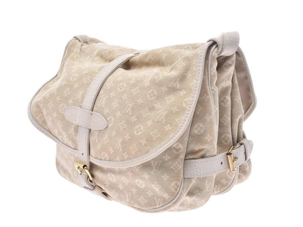 Louis Vuitton Saumur Lin Dune Bag Monogram Shoulder Brown